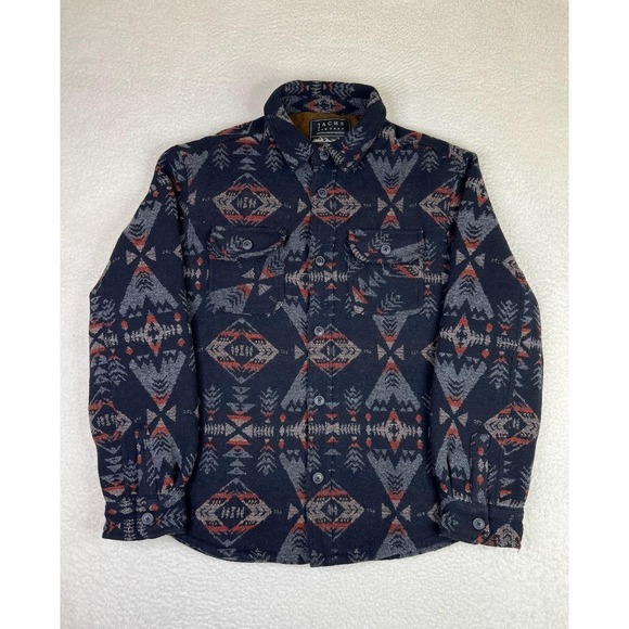 Jachs Other - JACHS New York Jacket Mens Large Blue Aztec Shirt Jacket Sherpa Lined Flannel